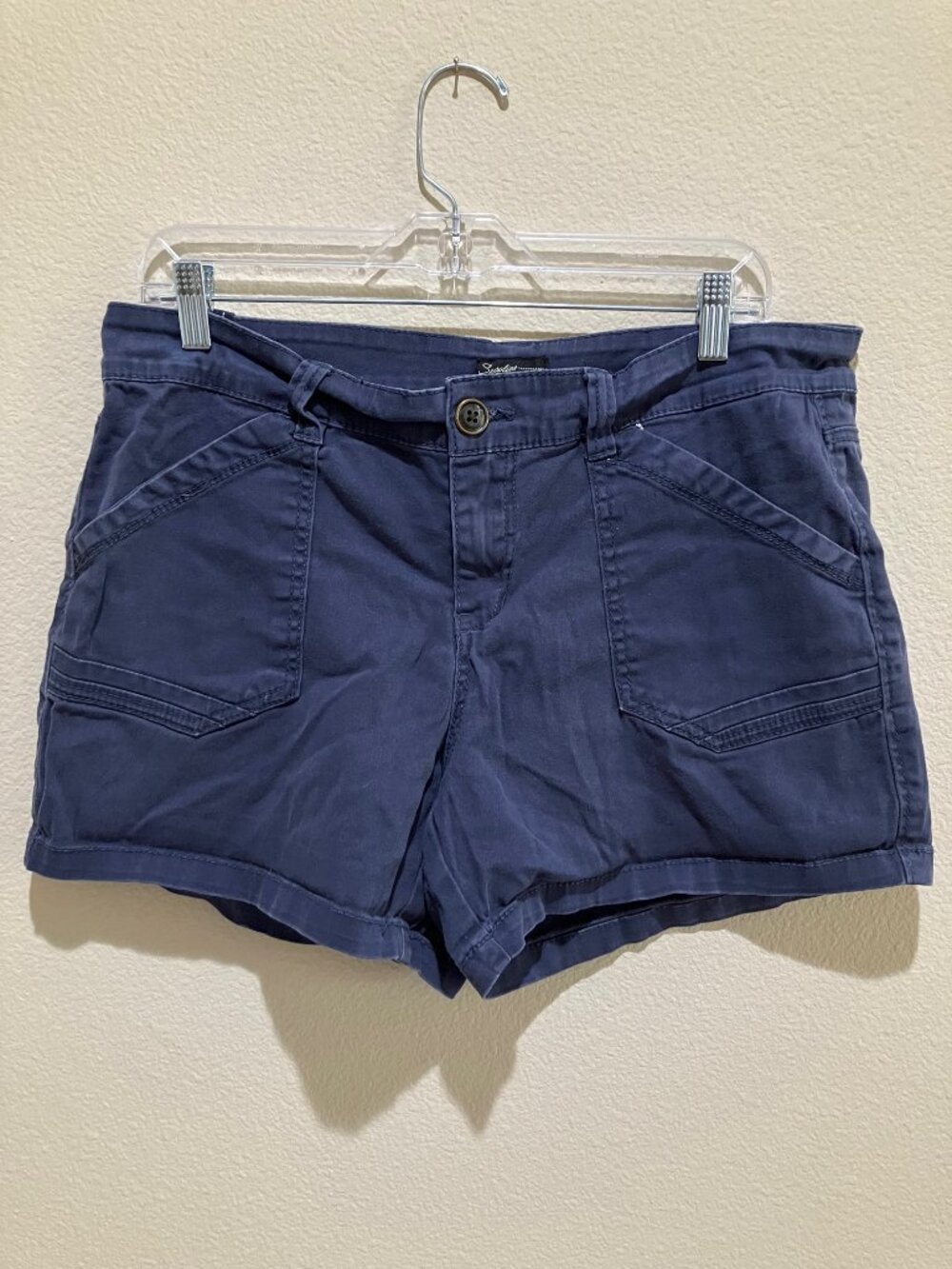 Supplies Shorts Utility Cotton Stretch Casual Pockets Hiking Navy Size 12